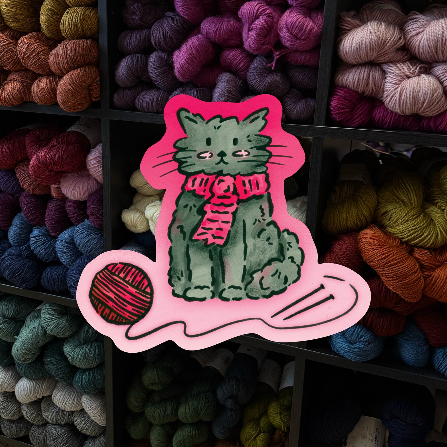 Knitting Kitty Sticker