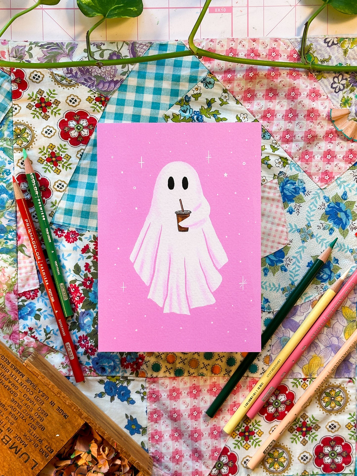 Pink Coffee Ghost | 5x7 Print