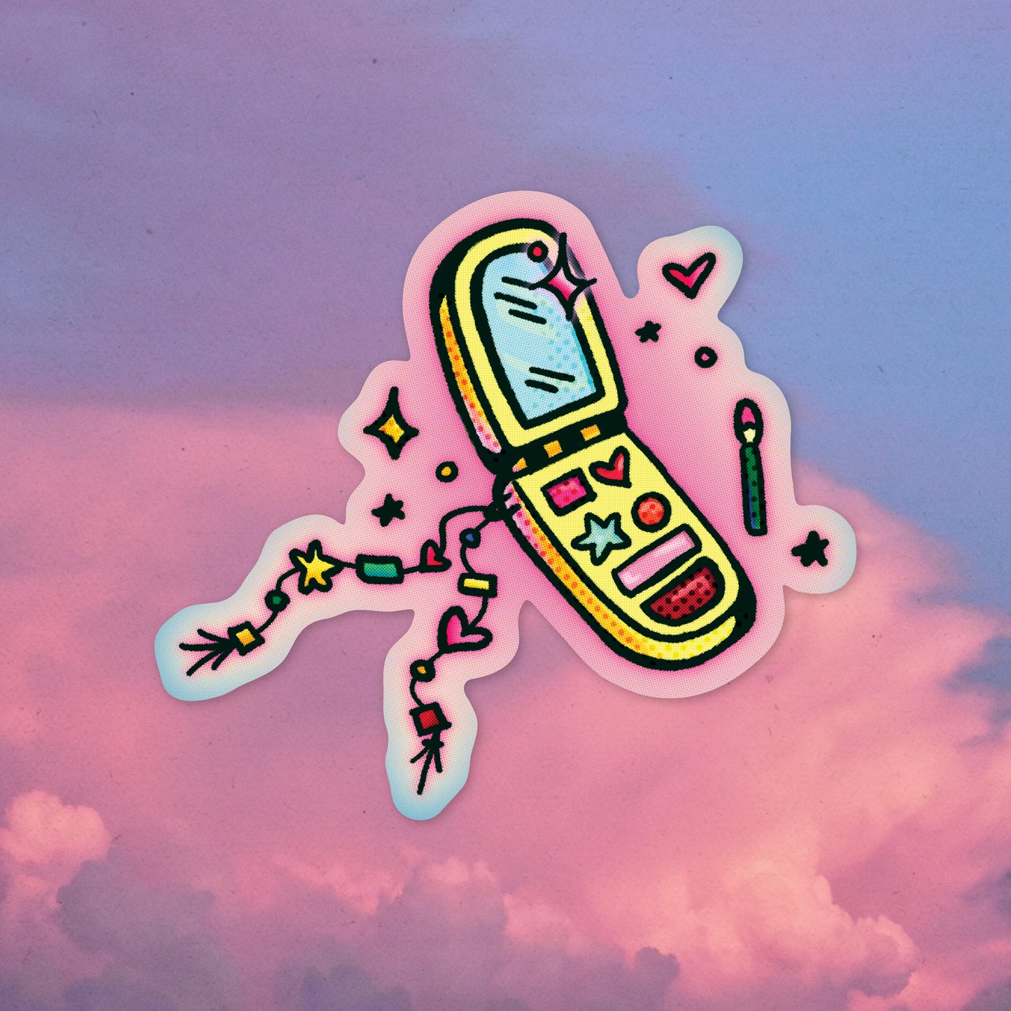Retro Flip Phone Makeup Sticker