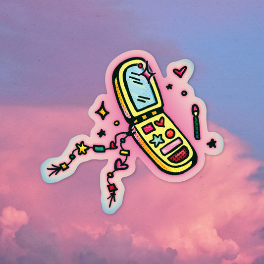Retro Flip Phone Makeup Sticker