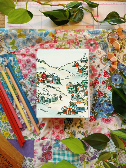 Snowy Village | Greeting Card