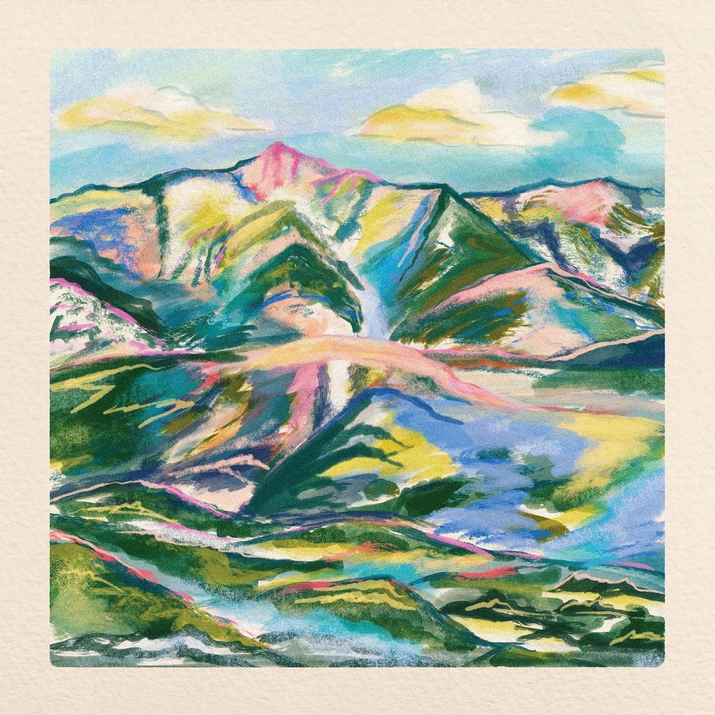 Rainbow Mountains | 8x8 Print | Digital Drawing