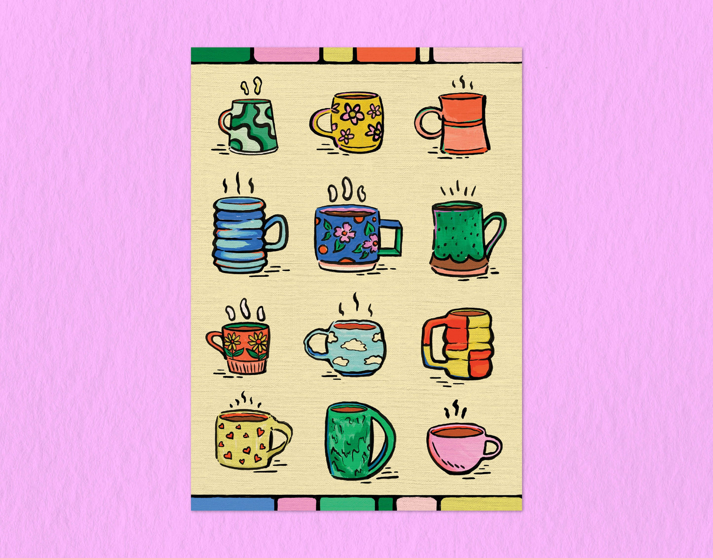 Mugs Mugs Mugs! | 5x7 Print | Digital Drawing