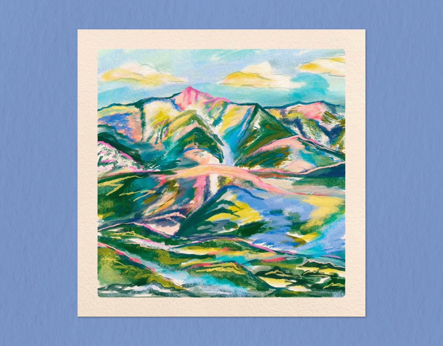 Rainbow Mountains | 8x8 Print | Digital Drawing